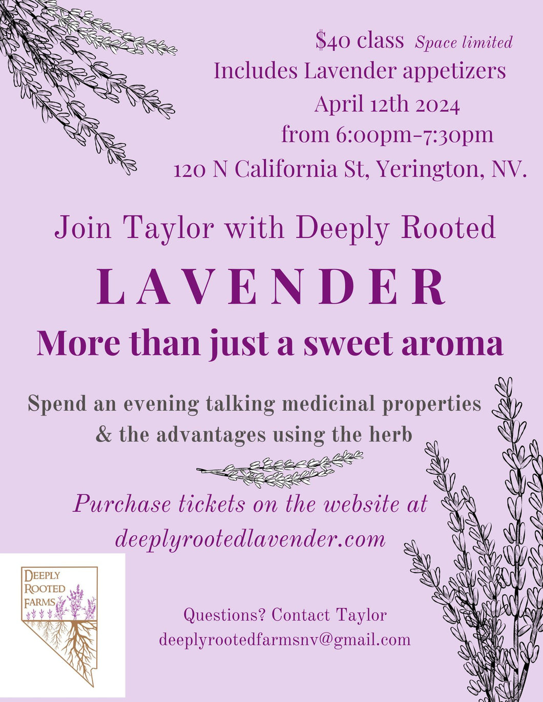 Lavender- More than a sweet aroma April 12th 2024 class